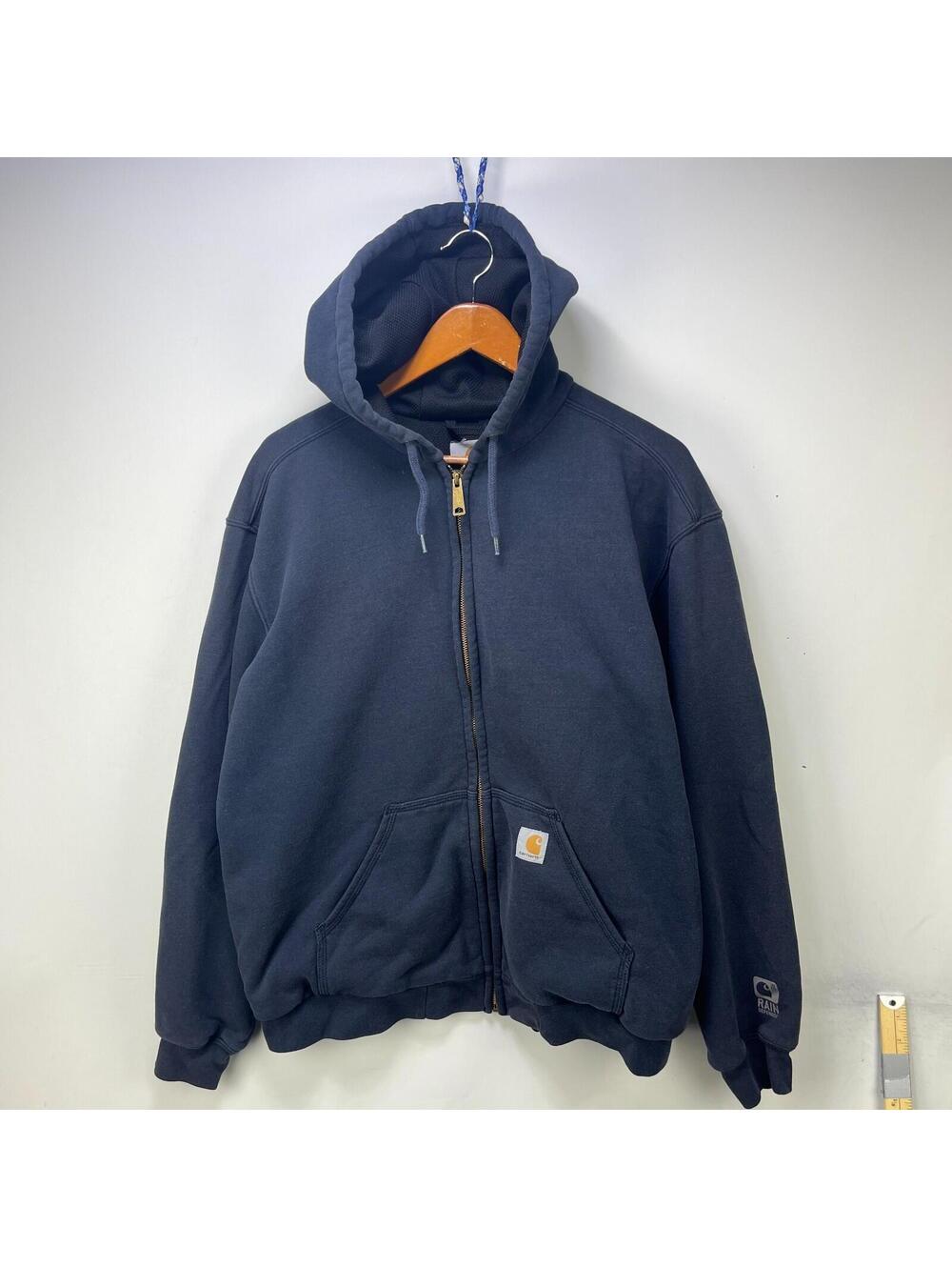 Carhartt Navy Rain Defender Full Zip Hooded Work Jacket L